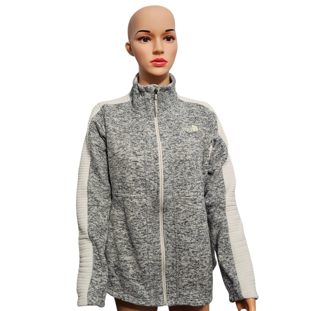 The North Face Women's Indi Rib-Knit Full Zip Fleece Gray Jacket Sz M